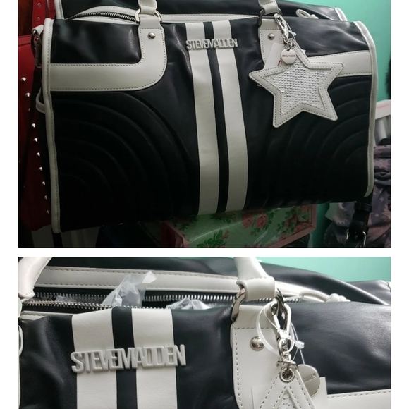Steve Madden Handbags - Steve Madden Black and White Striped Tote
